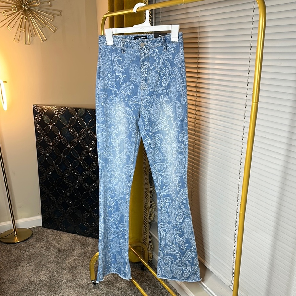 Fashion Nova Blue Flare Wide Leg Jeans